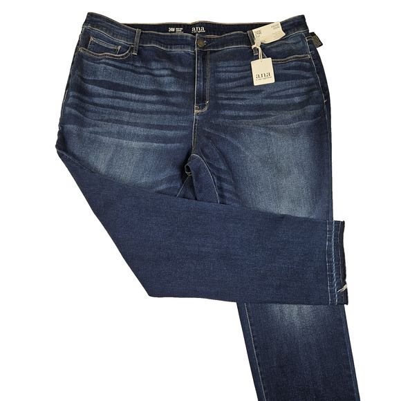 A.N.A Plus Size High Rise Distressed Raw Hem Skinny Jeans 24W Jeggings Stretch - Picture 6 of 16